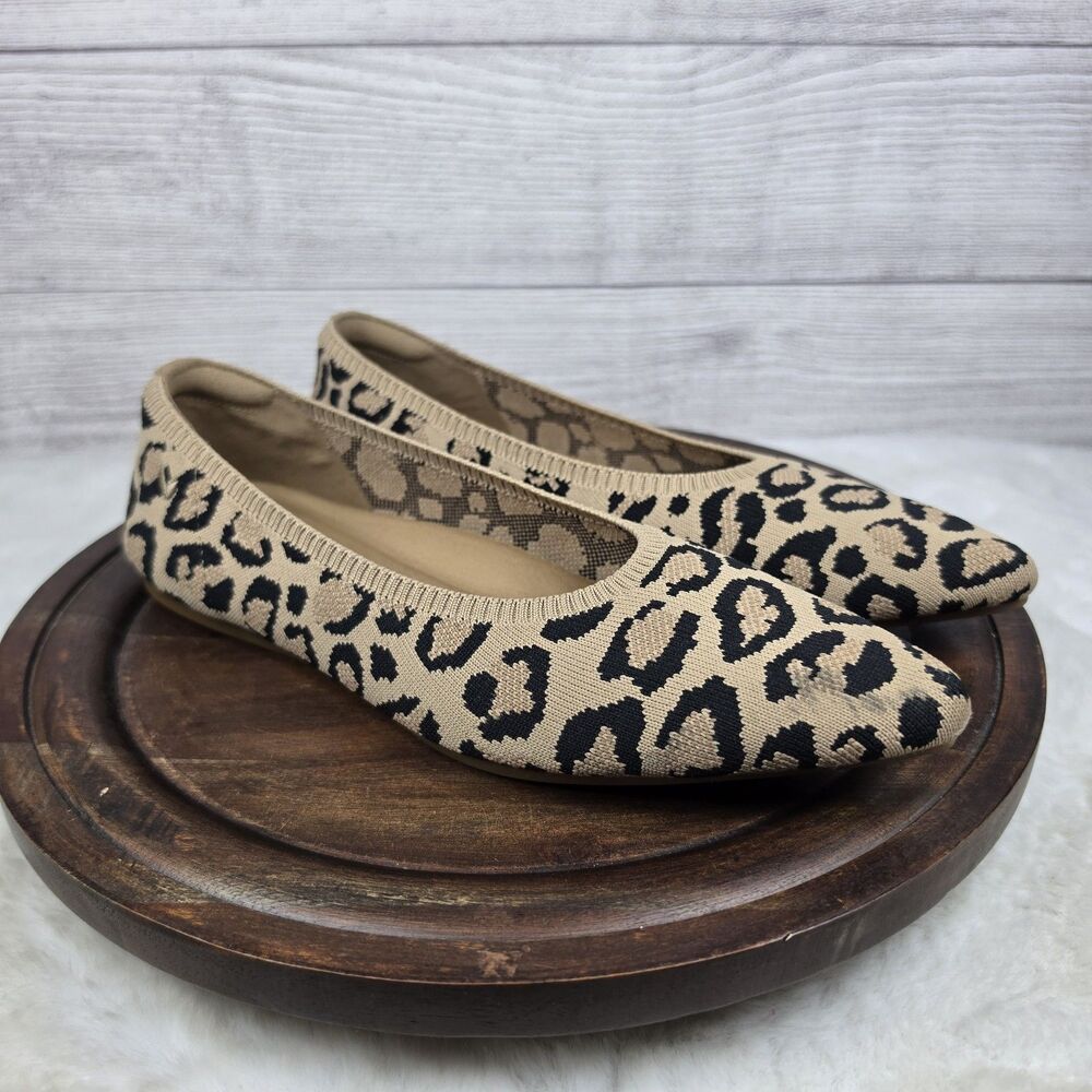 Vivaia Aria 5 Pointed Toe Ballet Comfort Flats Dark Leopard Women’s Sz 40
